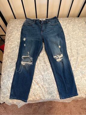 Hollister Ripped Dark Blue Boyfriend Jeans